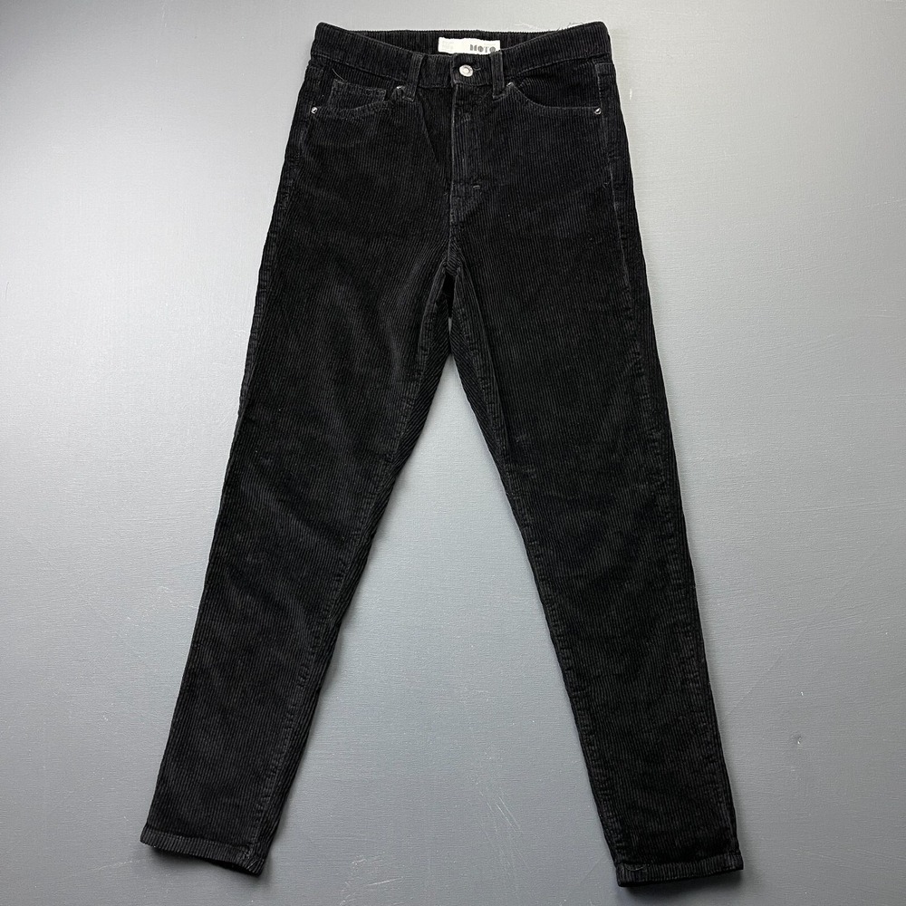 Topshop Women's 28 Black Corduroy High Waist Tapered Leg Vintage Y2K Style Pants